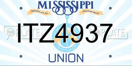 ITZ4937 Mississippi License Plate