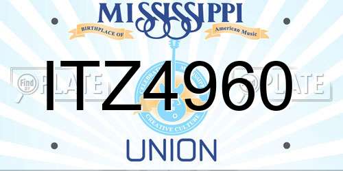 ITZ4960 Mississippi License Plate
