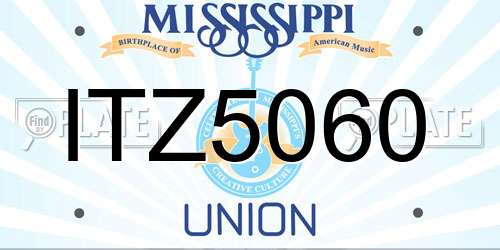 ITZ5060 Mississippi License Plate