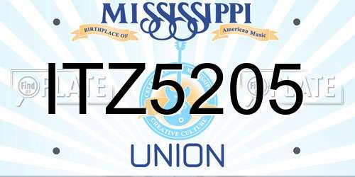ITZ5205 Mississippi License Plate