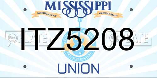 ITZ5208 Mississippi License Plate