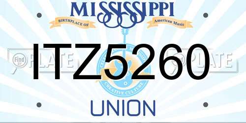 ITZ5260 Mississippi License Plate