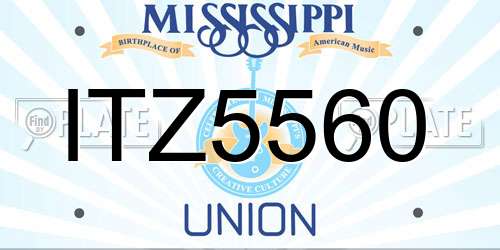 ITZ5560 Mississippi License Plate