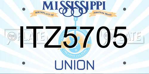 ITZ5705 Mississippi License Plate