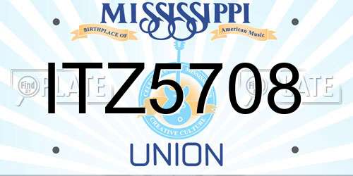 ITZ5708 Mississippi License Plate