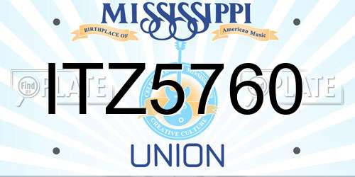 ITZ5760 Mississippi License Plate