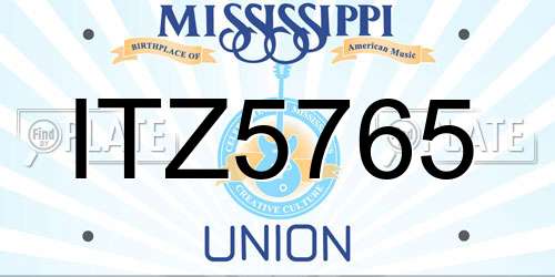 ITZ5765 Mississippi License Plate