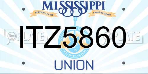 ITZ5860 Mississippi License Plate