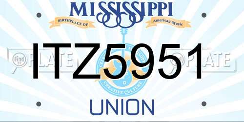 ITZ5951 Mississippi License Plate