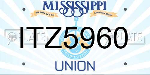 ITZ5960 Mississippi License Plate
