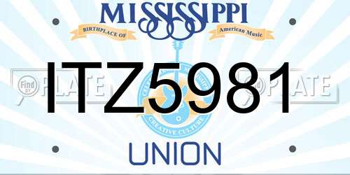 ITZ5981 Mississippi License Plate