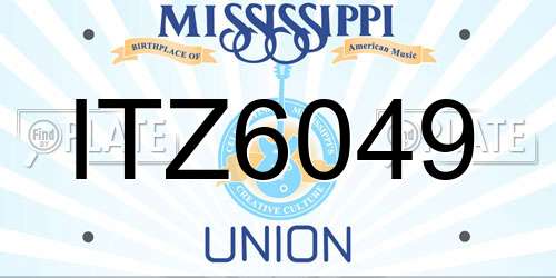 ITZ6049 Mississippi License Plate