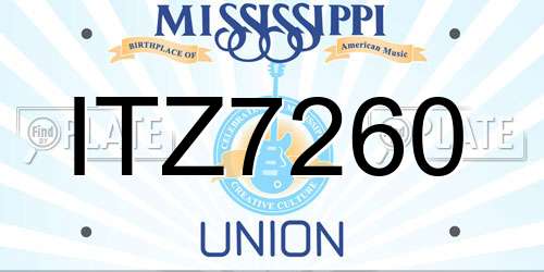 ITZ7260 Mississippi License Plate