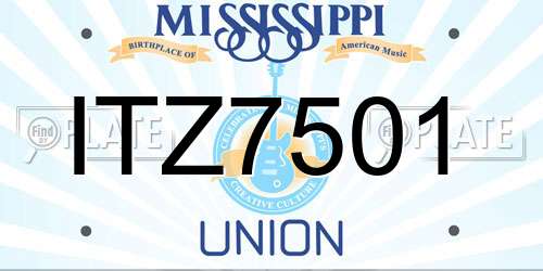 ITZ7501 Mississippi License Plate