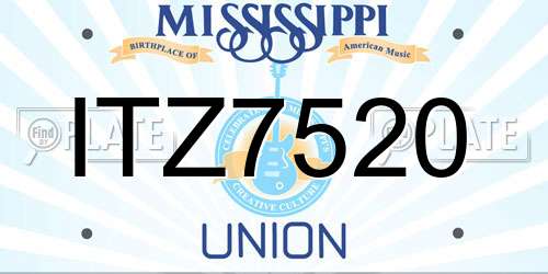 ITZ7520 Mississippi License Plate