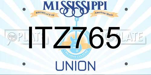 ITZ765 Mississippi License Plate