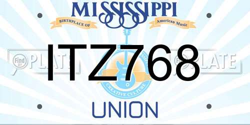 ITZ768 Mississippi License Plate