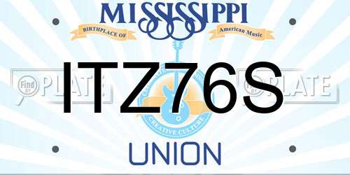 ITZ76S Mississippi License Plate