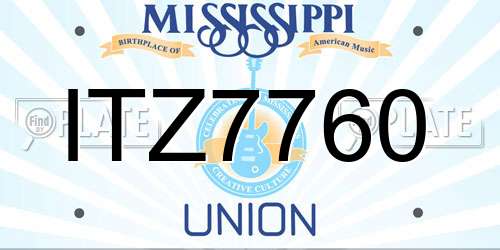 ITZ7760 Mississippi License Plate