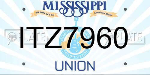 ITZ7960 Mississippi License Plate