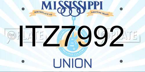 ITZ7992 Mississippi License Plate