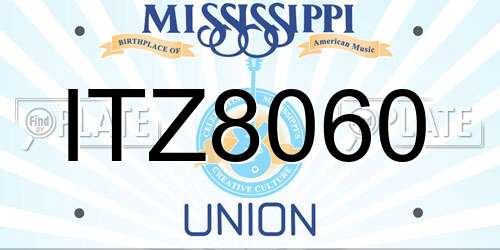 ITZ8060 Mississippi License Plate