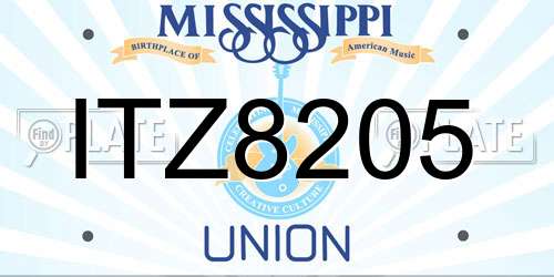 ITZ8205 Mississippi License Plate