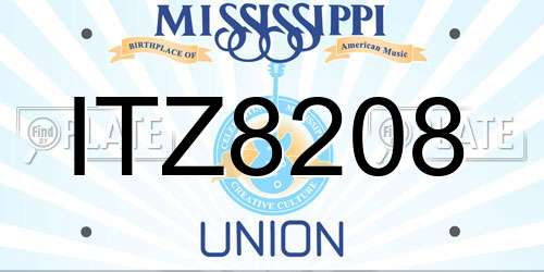 ITZ8208 Mississippi License Plate