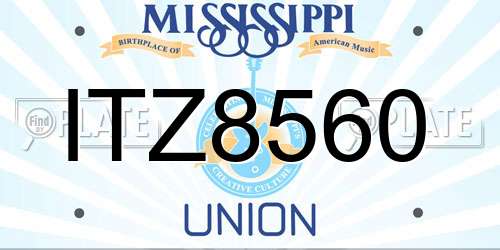 ITZ8560 Mississippi License Plate