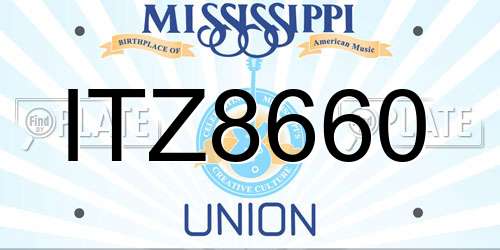 ITZ8660 Mississippi License Plate