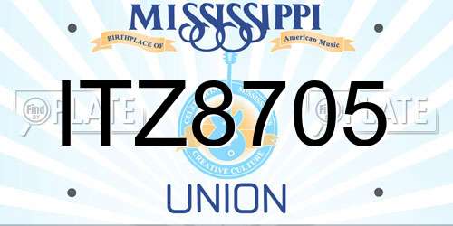 ITZ8705 Mississippi License Plate