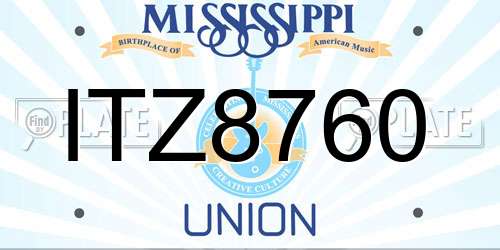 ITZ8760 Mississippi License Plate