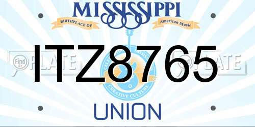ITZ8765 Mississippi License Plate