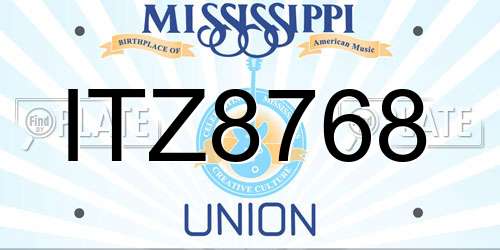 ITZ8768 Mississippi License Plate