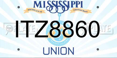 ITZ8860 Mississippi License Plate