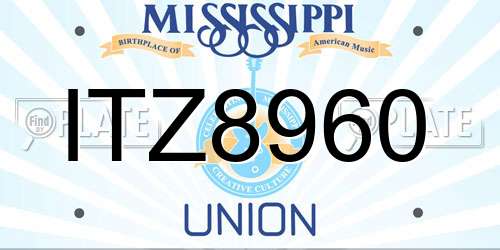ITZ8960 Mississippi License Plate