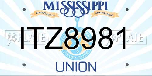 ITZ8981 Mississippi License Plate