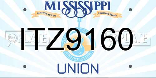 ITZ9160 Mississippi License Plate