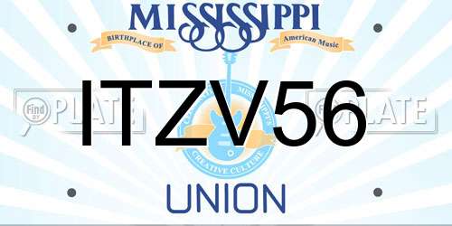 ITZV56 Mississippi License Plate