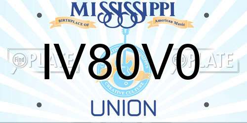 IV80V0 Mississippi License Plate