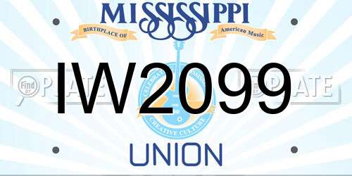IW2099 Mississippi License Plate