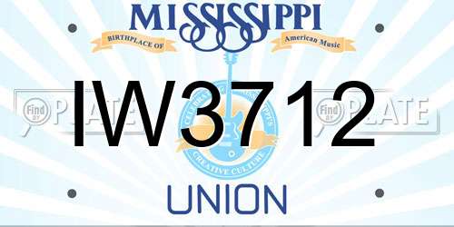 IW3712 Mississippi License Plate