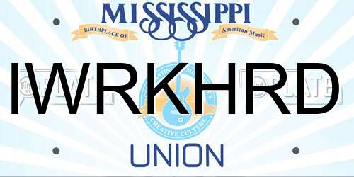 IWRKHRD Mississippi License Plate