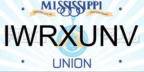 IWRXUNV Mississippi License Plate
