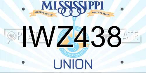 IWZ438 Mississippi License Plate