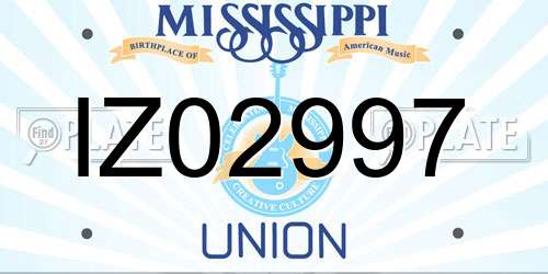 IZ02997 Mississippi License Plate