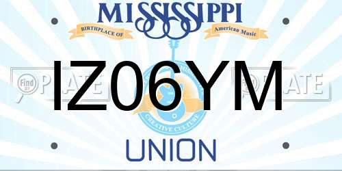 IZ06YM Mississippi License Plate
