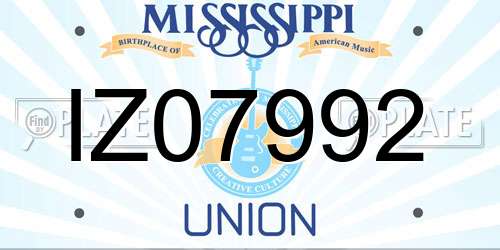 IZ07992 Mississippi License Plate