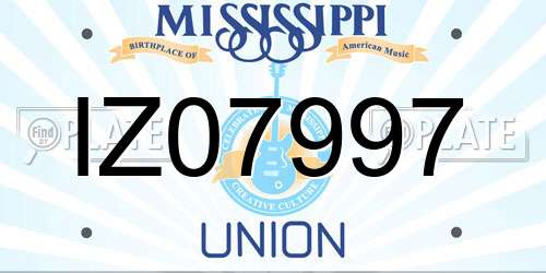 IZ07997 Mississippi License Plate