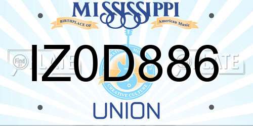 IZ0D886 Mississippi License Plate
